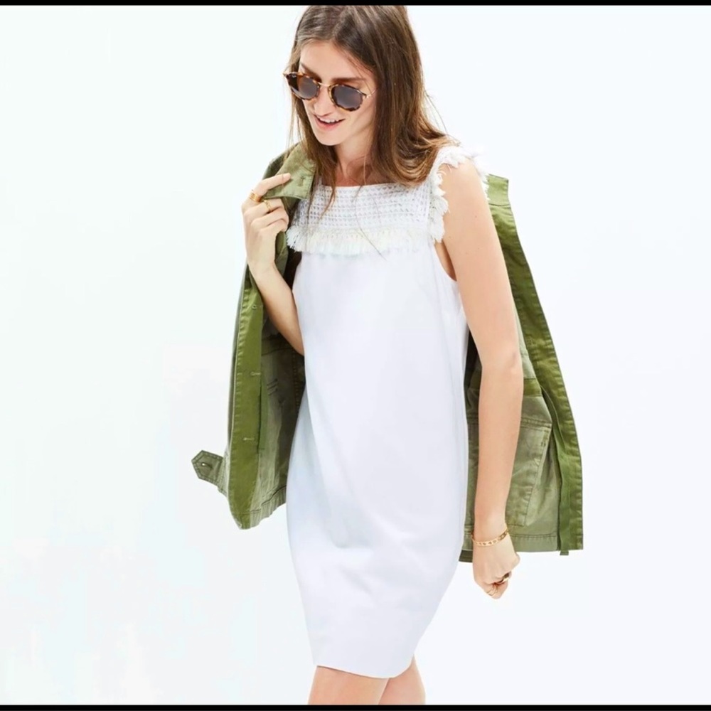 Madewell Sundream fringe cotton modal dress white beach mini size 2